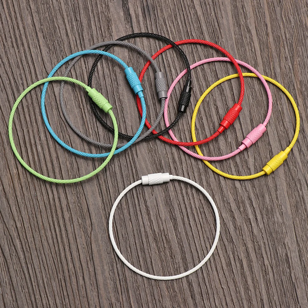 School Stationery Office Supplies Key Stainless Steel Wire Keychain Cable Key Ring For Outdoor Hiking Tool Desk Sets 10PCs