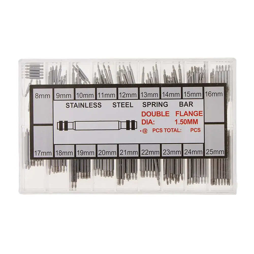 

8mm-25mm Watchmakers Watch Spring Bars Strap Link Pins Stainless Steel Repair Kit Tool