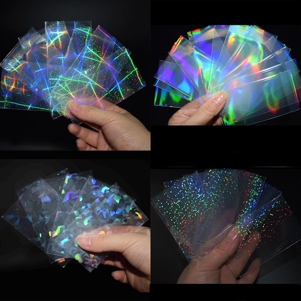 100pcs/lot 57x87mm Laser Rainbow Broken Glass Transparent Clear Sleeves Korea Idol Photo Protector Trading Cards Shield Cover | Спорт и
