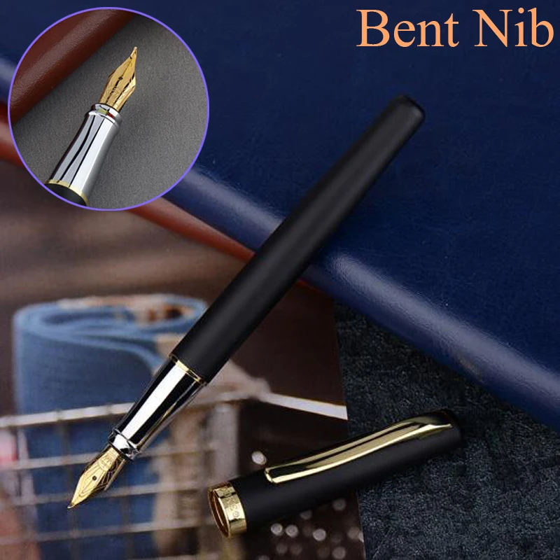 Duke 209 Wholesale Price Steel Fude Calligraphy Fountain Pen Bent Nib Matte Black With Gold Clip Advanced For Office & Home