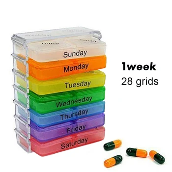 

7 Days Pill Box 28 Grids Pill Case Tablets Container Pill Organizer Weekly Pillbox Tablet Sorter Medicine Dispenser Storage Box