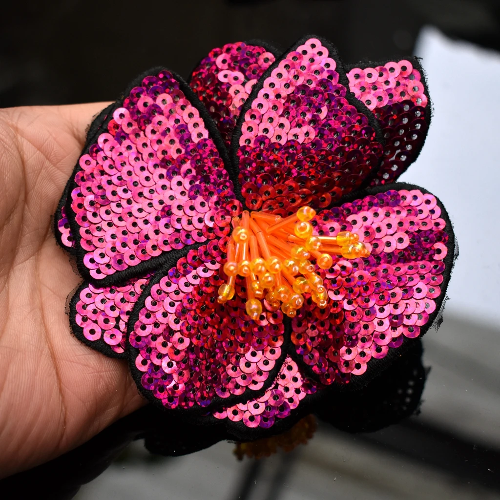 Handgemachte Perlen Stickerei Blume bunte Pailletten Patch Tuch dekoriert mit DIY Hilfsmaterial große Reparatur Loch Applikation – Detail 18