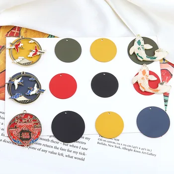 

10pcs Diy Handmade Jewelry Accessories Retro Solid Color Rubberpaint Size Disc Earrings Resin Material Hot Autumn and Winter 0cm