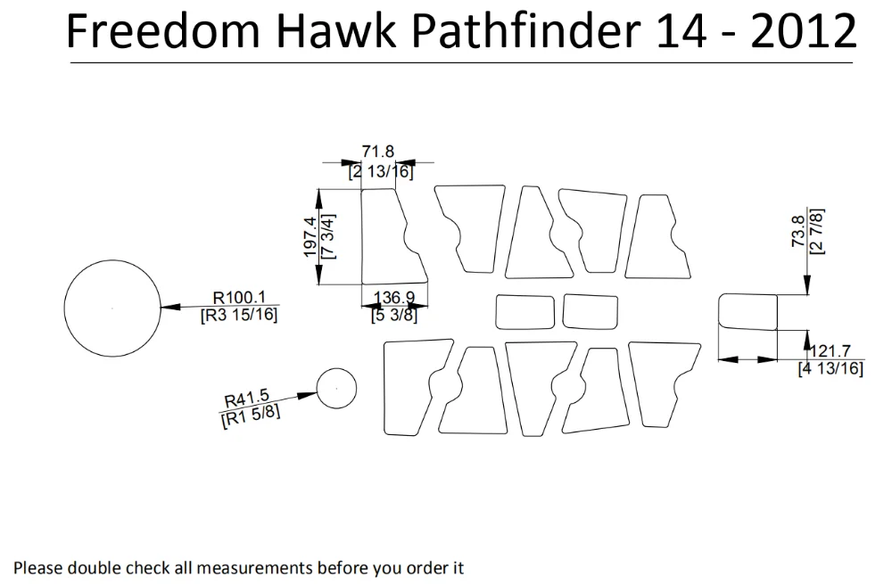 2012 Freedom Hawk Pathfinder 14 Каяк Лодка EVA настил КОВРИКИ НАБОР 1/4"