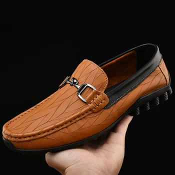 

Men genuine Leather Casual Shoes Soft Loafers Men Moccasins Shoes Luxury Brand Slip-on Men Lightweight fashion Shoes Flats men