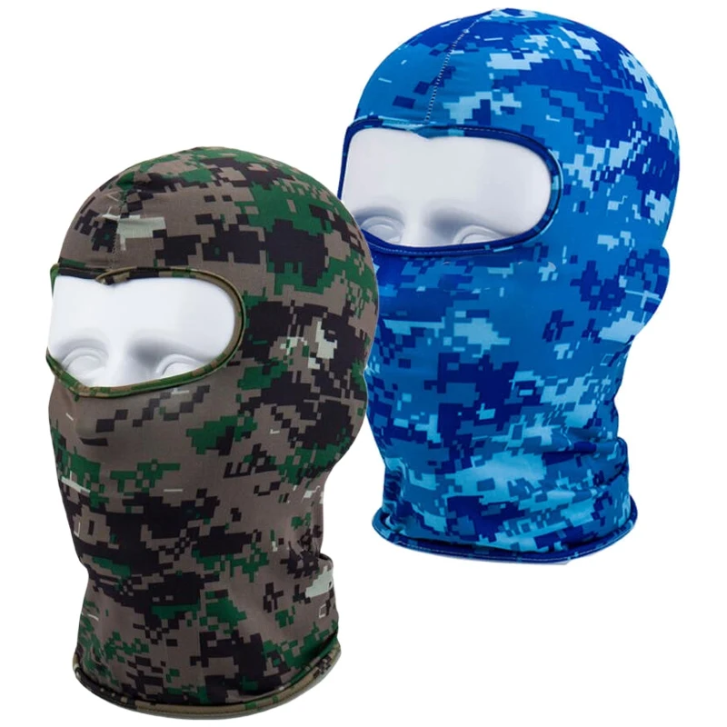 Hot 2pcs Outdoor Full Face Mask Lycra Balaclava Thin Motorcycle Cycling Ski CS Mask- Digital Blue Camo& Digital Green Camo