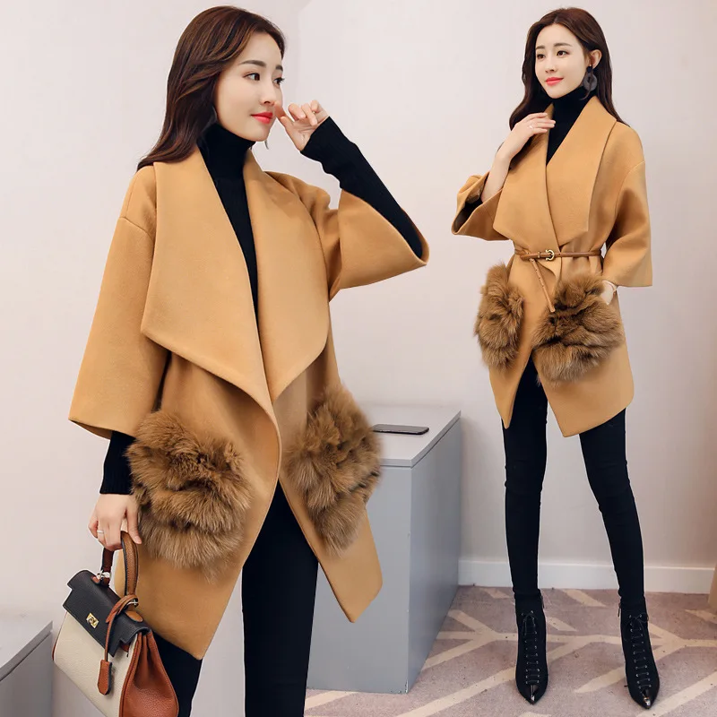 

Woolen Jacket Korean-style Versatile Elegant Casual Sweet Loose-Fit Slim Fit Trend of Fashion 2019 Winter