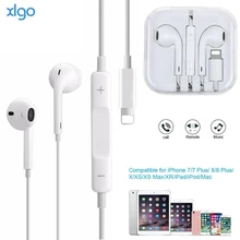 Wired Lightning earphones for iPhone 7 8 8P X XR XS Max HiFi sound In Ear Stereo Earbuds with Microphone and Volume control