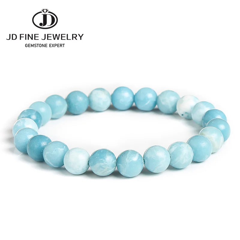 Handmade Beaded Woman Frost Larimar Stone Jewelry Bracelet - Image 2