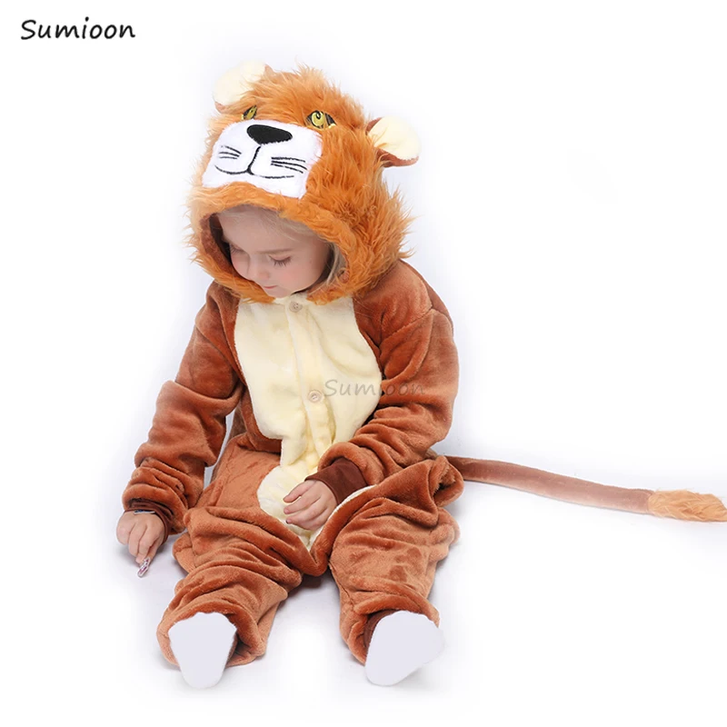 Kigurumi Onesie Kids Unicorn Pajamas For Children Animal Panda Blanket Sleepers Baby Costume Winter Boy Girl Cat Lion Jumspuit