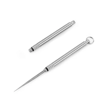 

Titanium Toothpick-Holder Outdoor Edc Keychain Bottle Fruit Fork Camping Tool