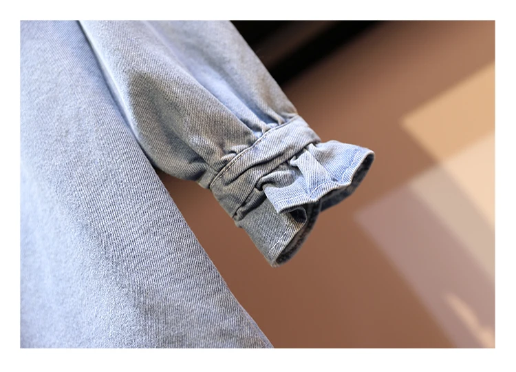 XL-5XL плюс размер женские джинсовые рубашки осень винтажный отложной воротник с длинным рукавом однобортные Женские топы с поясом