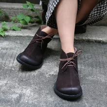 Женские ботинки martin; обувь из натуральной кожи на низком каблуке; зимние женские кожаные ботильоны; кофейная обувь ручной работы; брендовые ботинки в стиле ретро;
