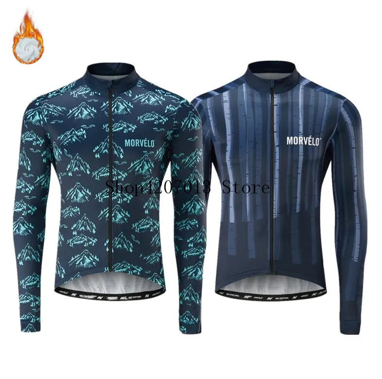 cheap Morvelo Ropa ciclismo warm 2019 Winter Thermal Fleece Cycling Clothes Men #039;s Jersey tops Outdoor Riding Bike MTB Clothing