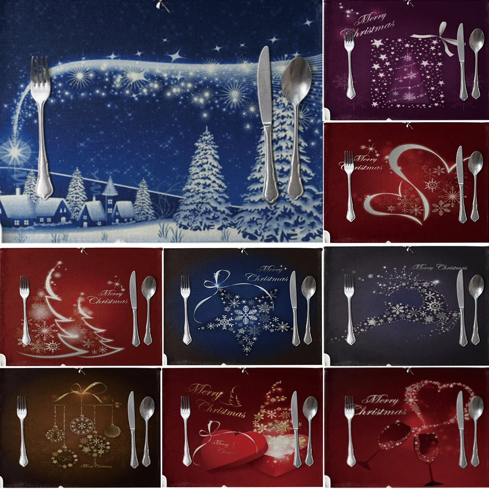 Linen Decorations For Dining Table Heat Resistant Easy To Clean Non-Slip Christmas Placemat Insulation