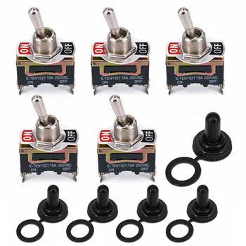 

5pcs Heavy Duty Rocker Toggle 15A 6 Pin ON/Off Switch Metal Bat Waterproof Boot Cap Cover High Current Button Shaker Switch New