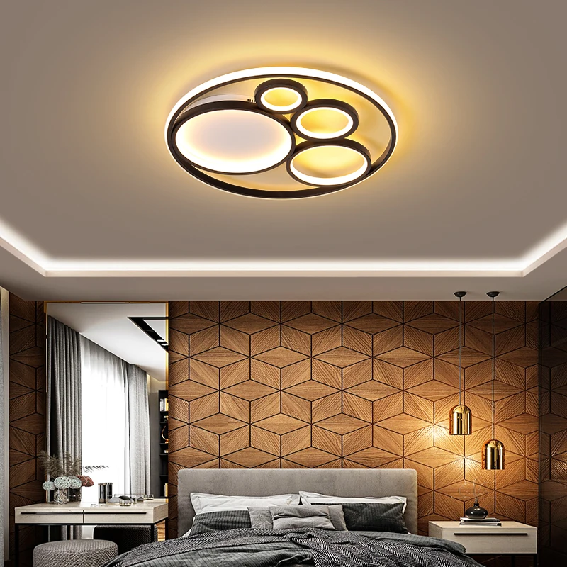 

Modern LED Ceiling chandelier Surface mount for bedroom living room aisle iron body Black and White chandelier lighting