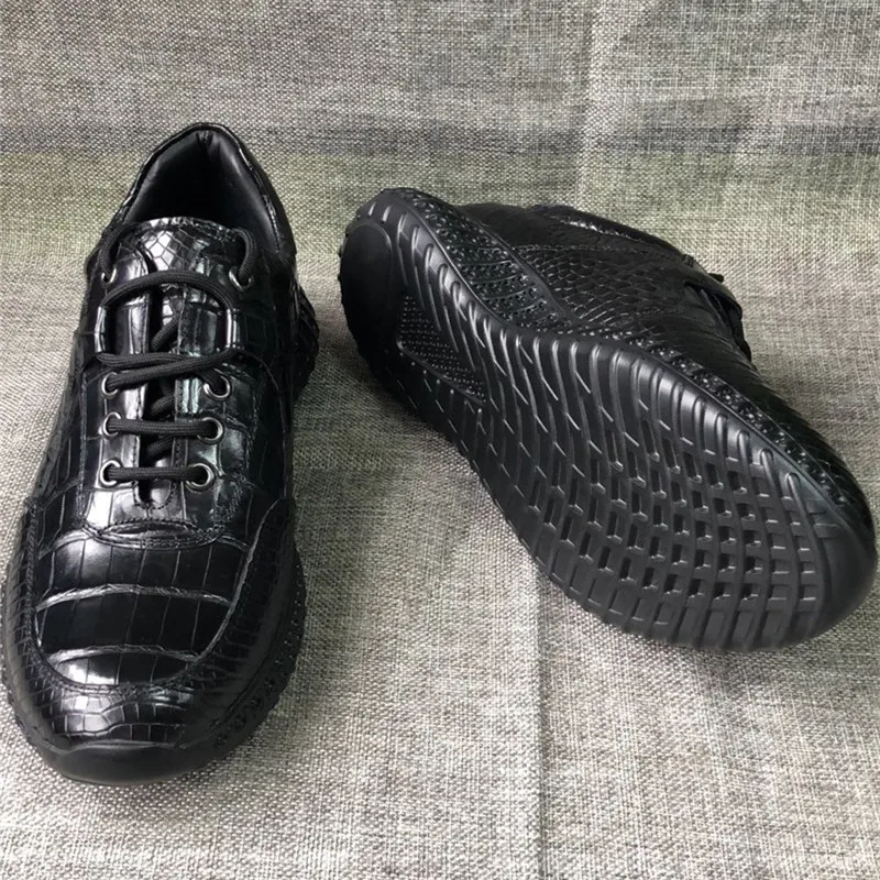 US $261.09 Authentic Crocodile Belly Skin Soft Rubble Sole Mens Casual Flats Shoes Exotic Genuine Alligator Leather Male Laceup Sneakers