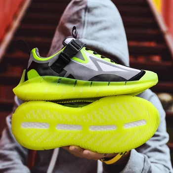 

High-end men's sports shoes comfortable breathable casual shoes lace up wear-resistant outdoor non-slip running shoes large size