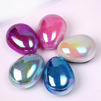 

1Pc Anti Static Salon Comb Egg Shape Glitter Massage Hairbrush Hair Comb Styling Tools Hair Smoothing Comb