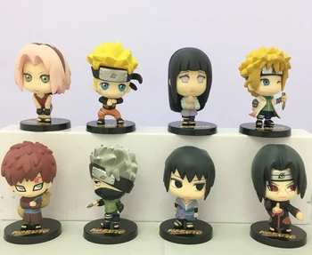 

8pcs/set Anime Naruto Shippuden Hatake Kakashi Uchiha Sasuke Uzumaki Q Version PVC Action Figure Model Cute Collection Toys 7cm