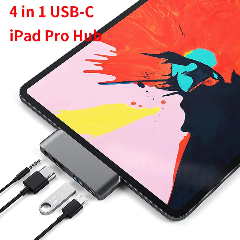 Promoción USB tipo-C Mobile Pro Hub adaptador con USB-C PD USB 3,0 de carga y 3,5mm para auriculares clavija HDMI compatible con para 2020 iPad Pro Tablet 1zWV36wxa