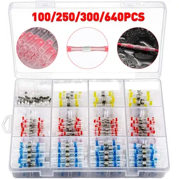 

100/250/300/640pcs Electrical Wire Connectors Insulated Solder Sleeve Tube Heat Shrink Sorder Terminal Waterproof Butt Connector