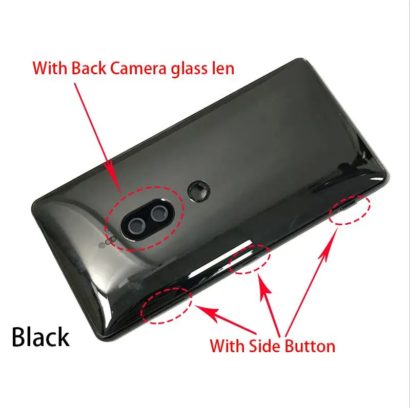 10 шт. задняя Батарейная дверь задняя крышка Корпус чехол с ключ для боковой кнопки для sony Xperia XZ2 Premium H8166 Dual SIM 4G - Цвет: Black