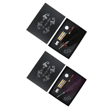 

Antique Quill Feather Dip Pen Writing Ink Set Stationery Gift Box Fountain Pen 1 Set