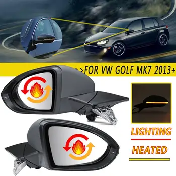 

Right/Left Wing Side Mirror Electric 9 Pin Primed Heated Light Indicator For VW GOLF MK7 2013 2014 2015 2016 2017 2018+