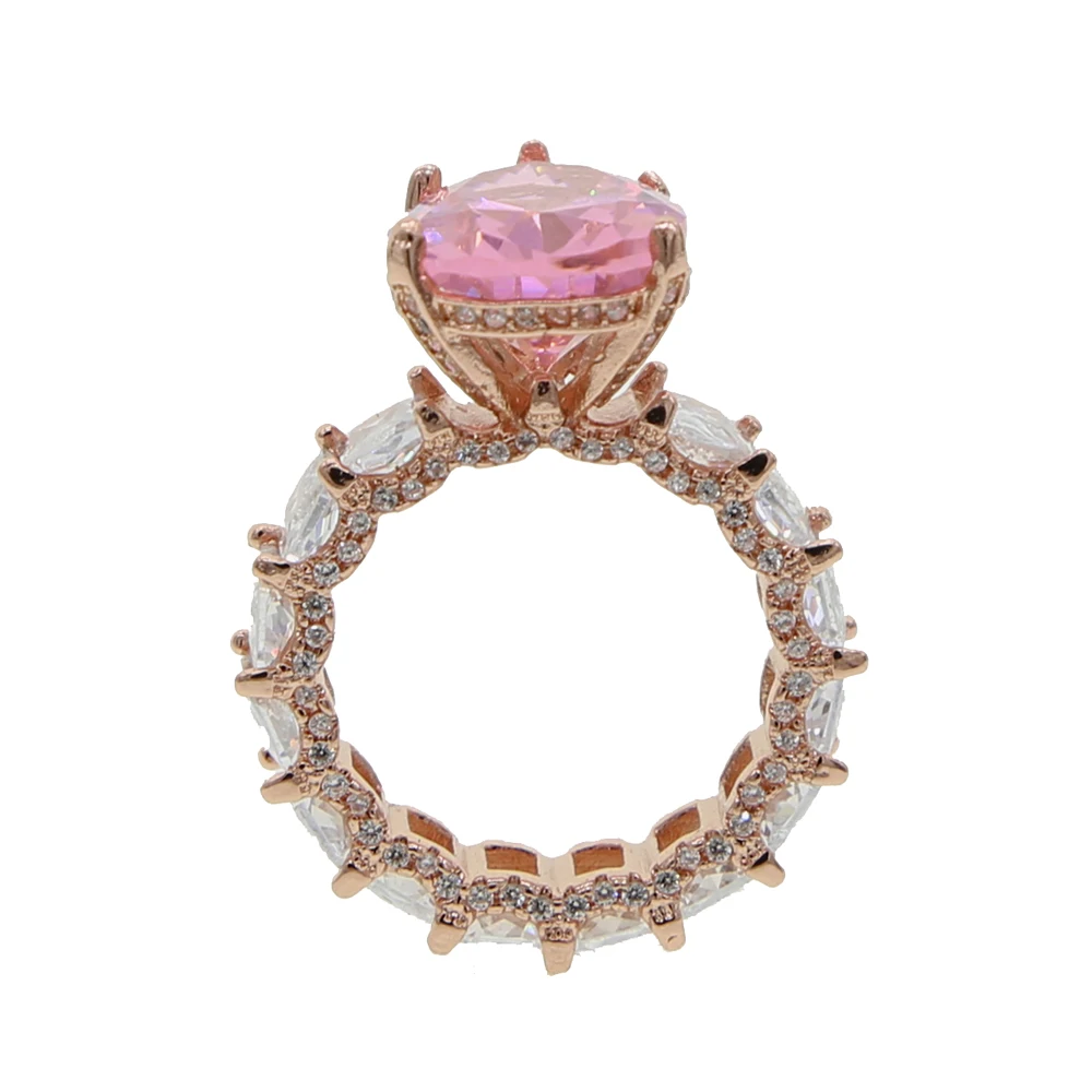 Розовое золото багет розовый мизинец Циркон капли воды камень кольца для женщин Свадебные Роскошные Модные Свадебные обручальные ювелирные изделия