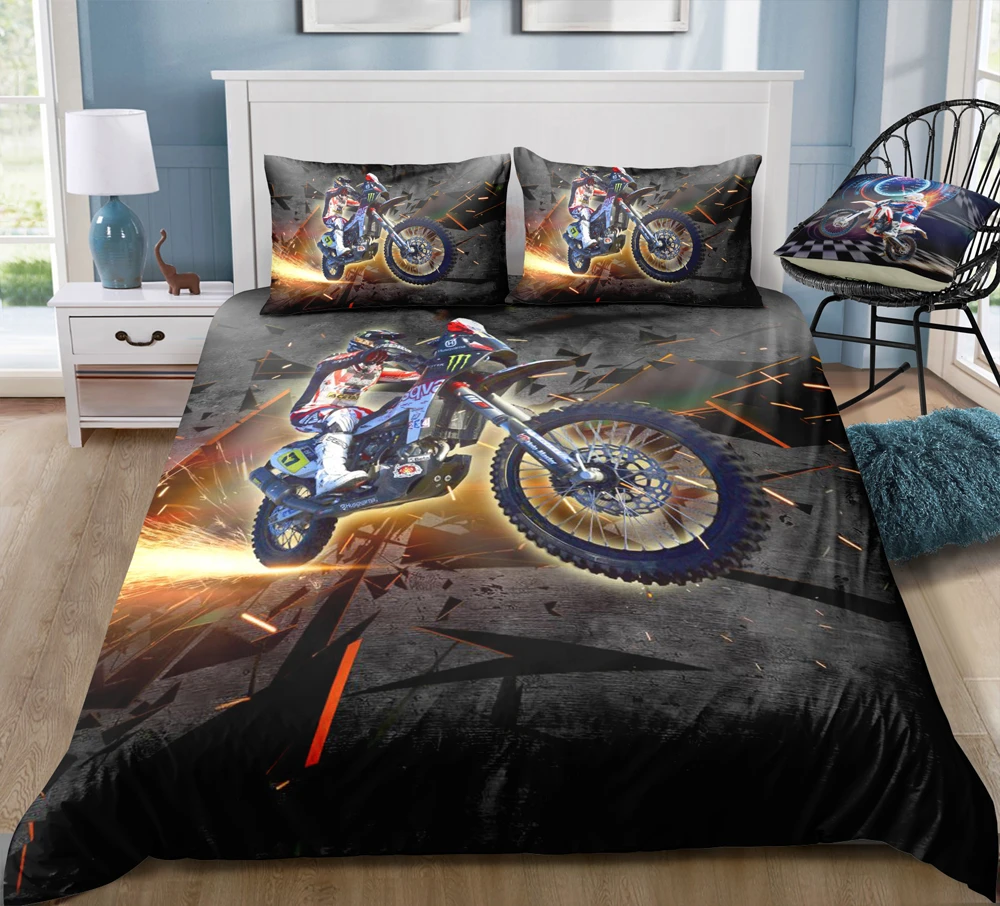 Motorcycle Duvet Cover Sets Motorbike Spark Motocross Rider Break Darkness Printing Boys Kids Home Bedroom Decor Bedding Sets Bedding Sets Aliexpress