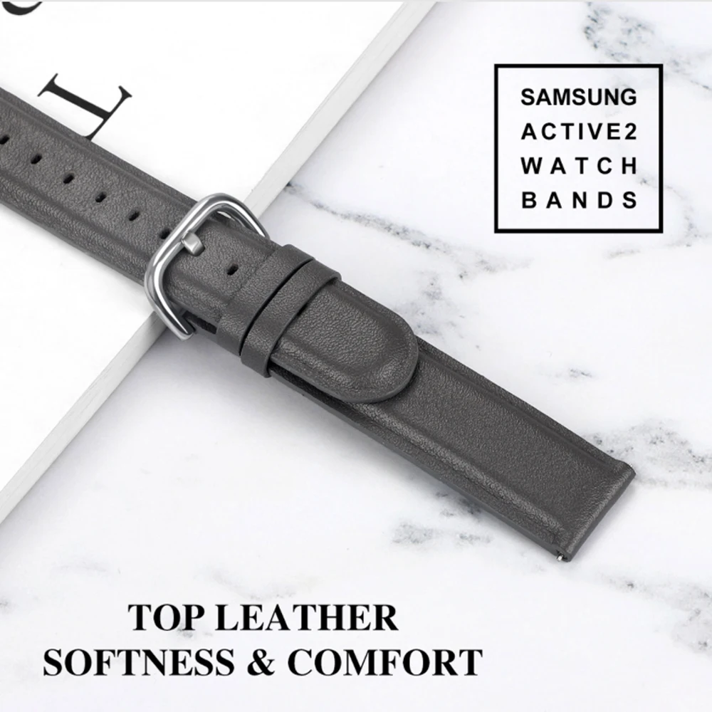 Модные 20 мм Кожаные Ремешки для наручных часов для samsung Galaxy Watch Active 2 браслет умный спортивный ремешок для samsung Galaxy Watch 42 мм