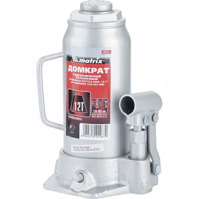 Hydraulic bottle jack 12 m, h lifting 230-465 mm MATRIX MASTER