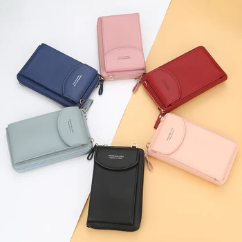 

cute wallets for women solid color multi-function lady purse Vertical phone wallet high quality small female messenger bag