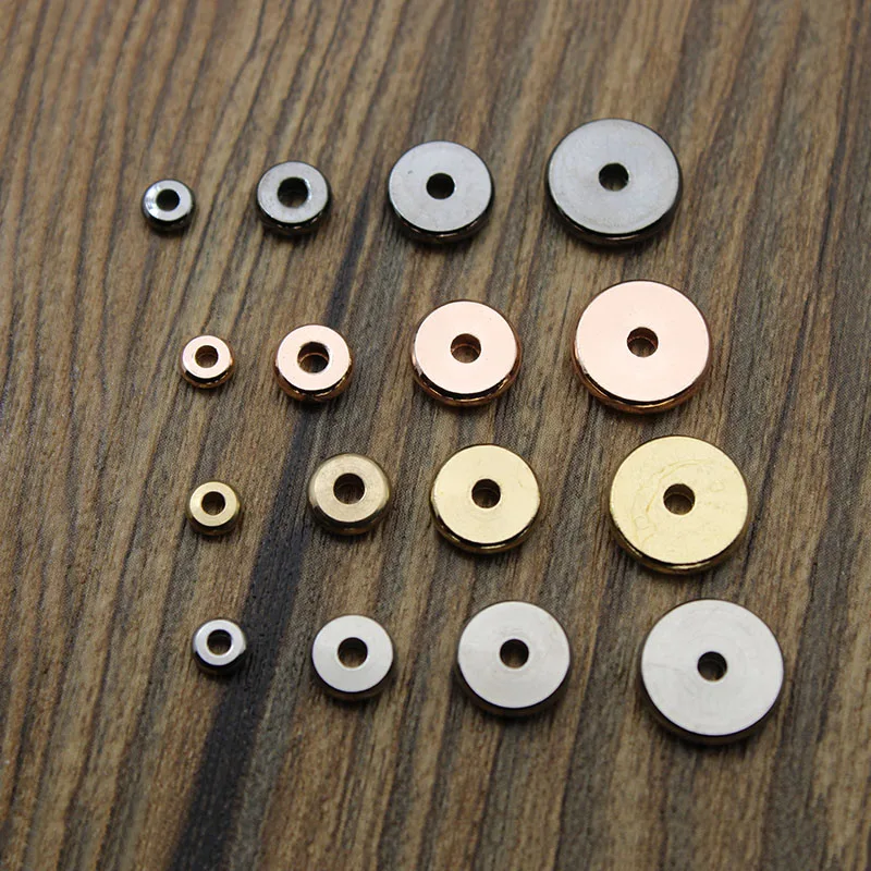 20pcs 4 6 8mm Rose Gold Gun black Metal Brass Flat Spacer Beads for Jewelry Making fits Bracelet DIY Findings Z912 | Украшения и