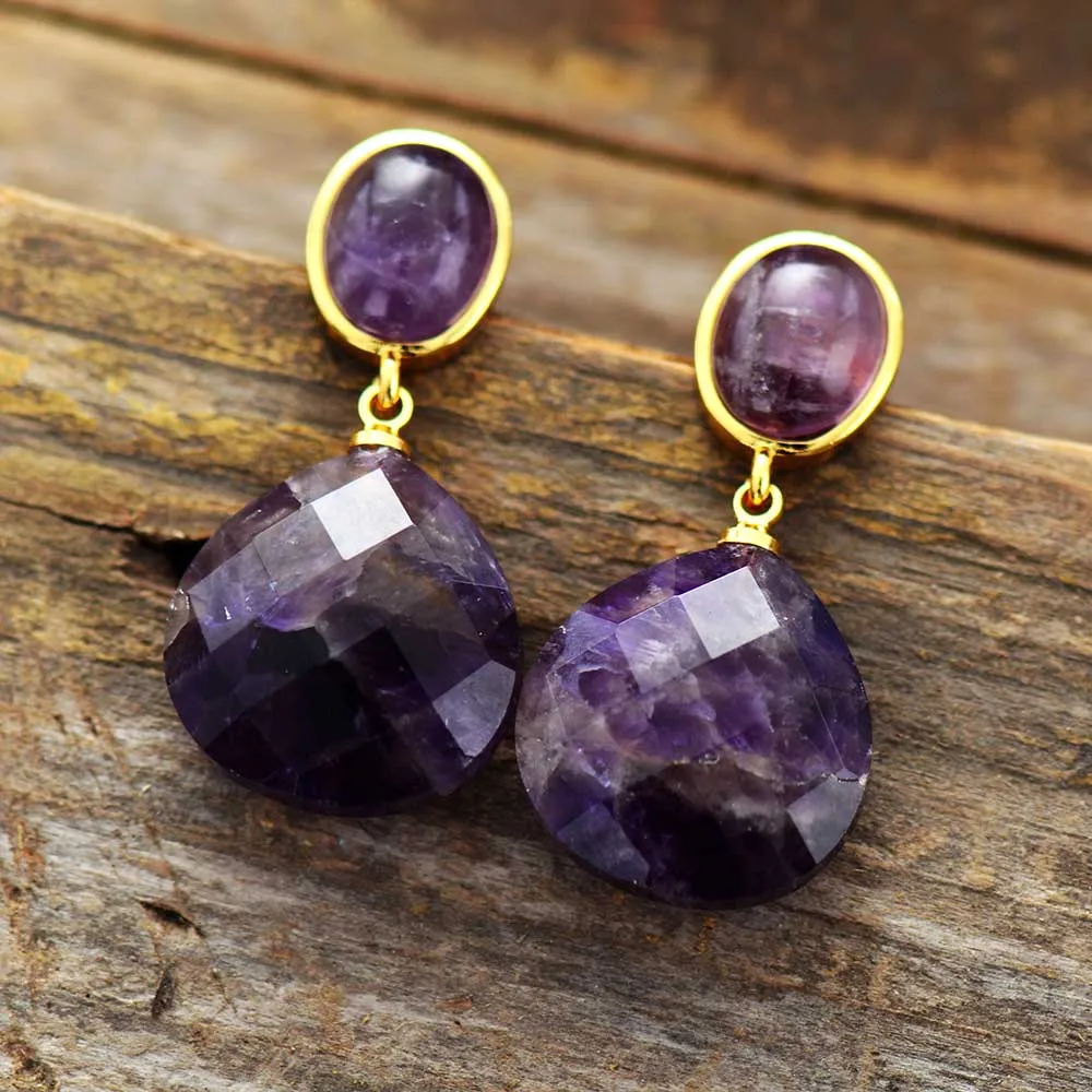 Exquisite Drop Earrings Amethysts Teardrop Dangle Earring Women Semiprecious Stones Jewelry Bijoux Dropshipping - Image 2