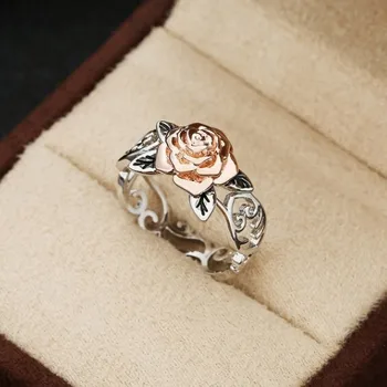 

Rose Gold Diamond Ring Natural White Romantic Wedding Jewelry