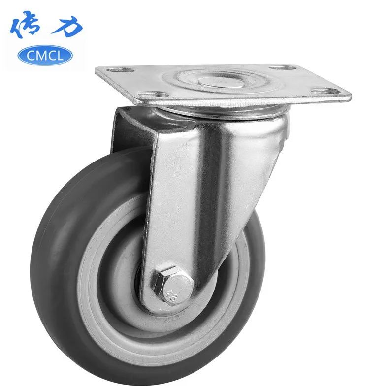 

Manufacturers Supply 5-Inch TPR Truckle wan xiang lun Medium Biaxial Gray Artificial Rubber Cart Universal Casters M005