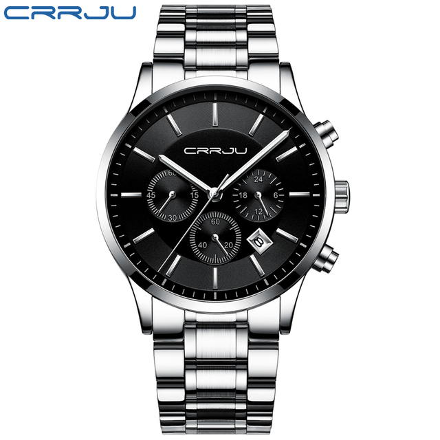 New Fashion Men Watch Classic Business Multifunction Chronograph Quartz Wristwatch Casual Waterproof Stainless Steel Clock