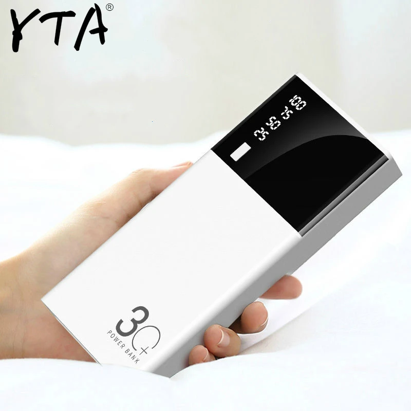 Зеркало 30000mah внешний аккумулятор повербанк 3 USB LCD Внешний портативный мобильный
