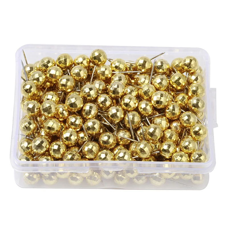 200pcs 6mm Map Tacks Push Pins With Gold Round Head Steel Point For  Bulletin Board Fabric Marking Push Pins With Box - Pins & Pincushions -  AliExpress