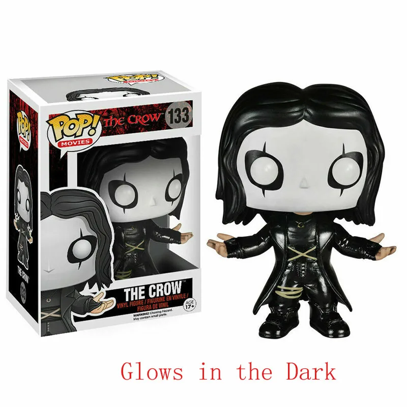 FUNKO POP ворона Виниловая фигурка#133 Эрик Draven ворона Коллекционная экшн Статуэтка игрушка рождественские подарки для детей свечение в темноте - Цвет: with retail box