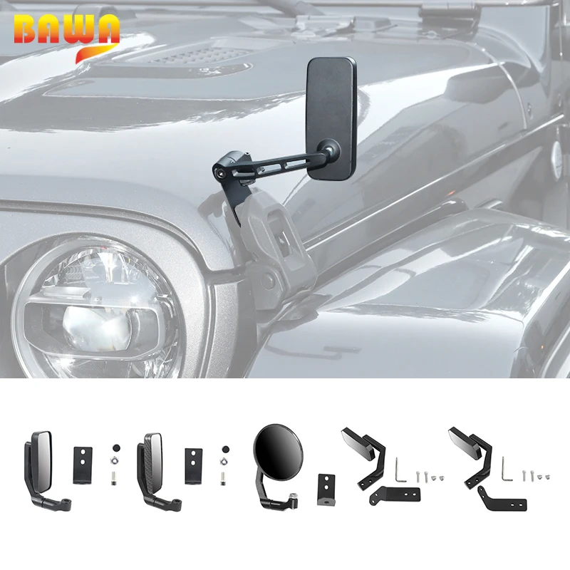 Bawa Car Rearview Mirror Engine Hood Lock Reversing Mirror Adjustment Blind  Spot Mirror For Jeep Wrangler Jl 2018 2019 2020 - Mirror & Covers -  AliExpress