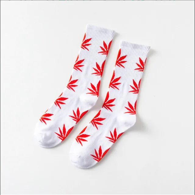 08 Cool Bamboo Summer Women Men's Funny Ankle Socks Hemp Meias Long Happy Maple Leaf sokken Cotton Weed Grass White Black Socken - Цвет: 08