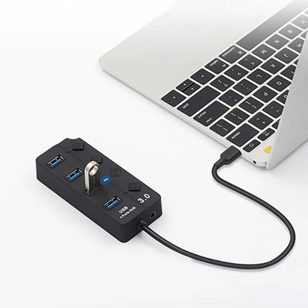 4 порта USB 3,0 концентратор 5 Гбит/с высокоскоростные Выключатели AC адаптер питания для ПК высокоскоростной концентратор адаптер питания