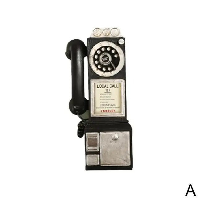 Retro Rotary Phone Model Home Office Desk Resin Phone Decoration Miniature Crafts Ornaments Black
