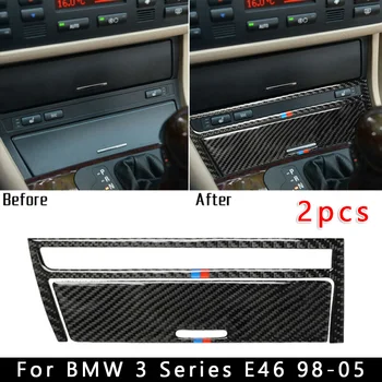 

2pcs Carbon Fiber Interior Central Cover Trim Stylish Decorative Stickers For BMW 3 Series E46 98-05 Left-hand Drive