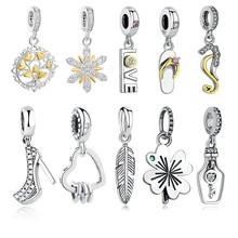 Silver Charms Fit Original Pandora Charm Bracelet Necklace 925 Sterling Tree Love Heart European Beads DIY Jewelry