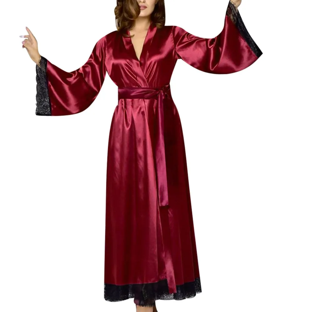 Пижама, сексуальный халат, женский халат, женский сексуальный длинный шелковый халат-кимоно, банный халат, ночная рубашка